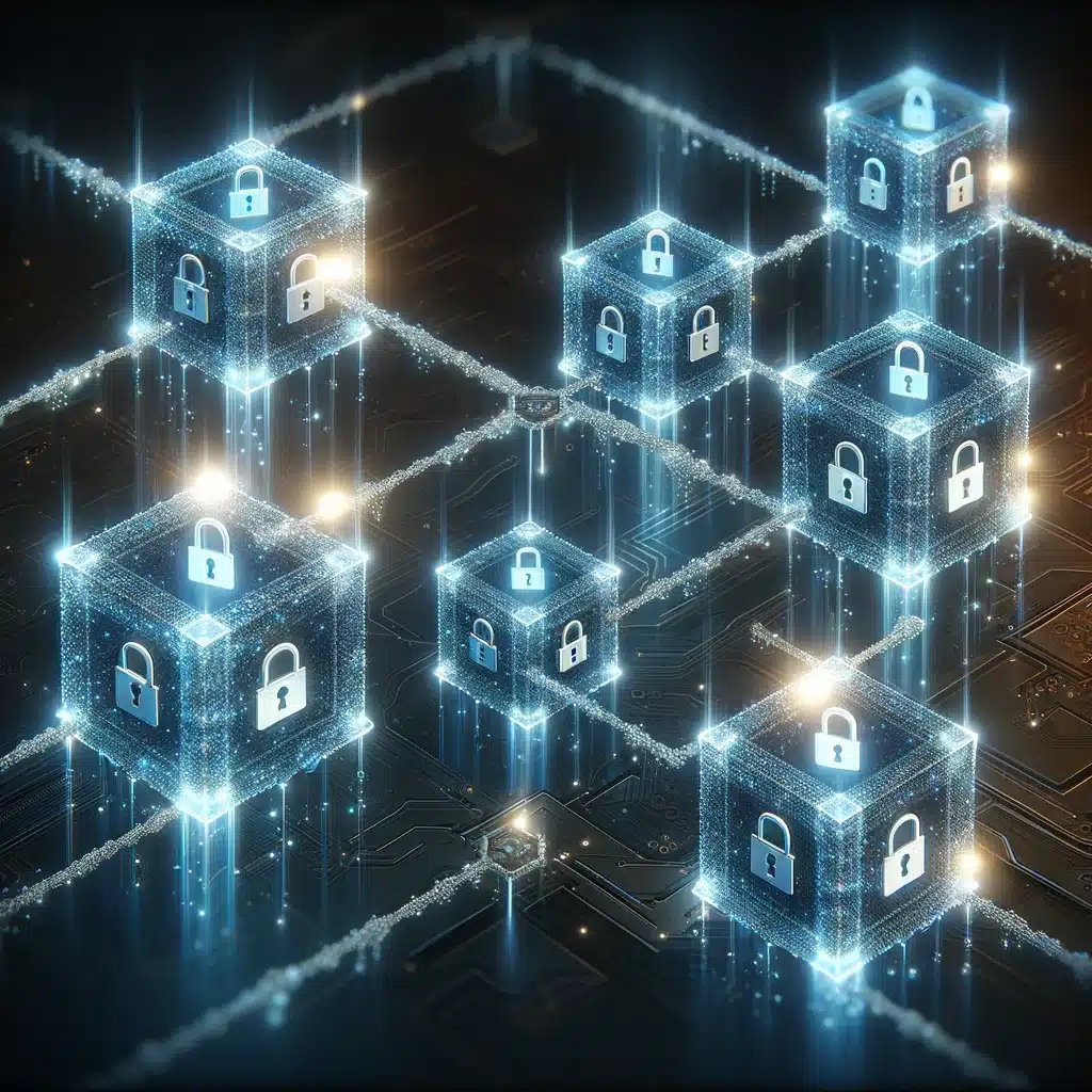 immagine della blockchain come insieme di nodi protetti